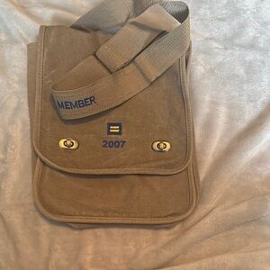 HRC Member 2007 Tan Canvas Messenger Bag with Brass Closure